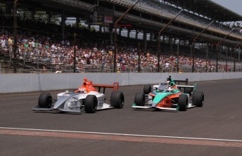Cunningham crosses the line of bricks at Indy