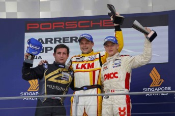 Kiwi Earl Bamber celebrates Singapore win