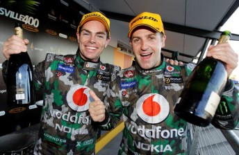 Lowndes and Whincup on the podium after today