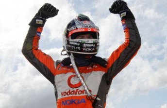 Jamie Whincup celebrates victory in Race 24