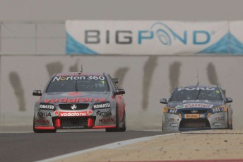 Jamie Whincup leads Mark Winterbottom at the Bahrain International Circuit