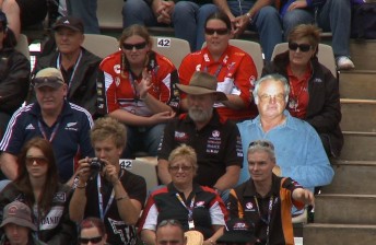 Edward (middle right) with his mates at the Clipsal 500