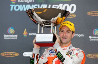 Jamie Whincup with the Race 14 trophy