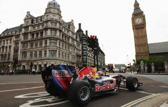 Mark Webber on the streets of London