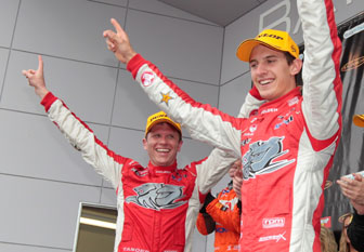 Tander (left) with his rookie co-driver Nick Percat