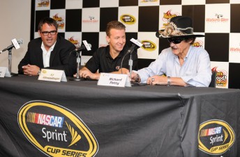 Richard Petty Motorsports bosses Foster Gillett (left) and Richard Petty (right) announce a new two year deal for AJ Allmendinger