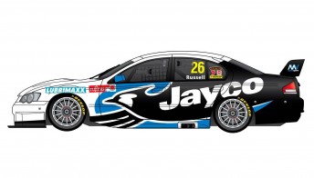 The #28 Jayco Caravans Ford Falcon BF, to be driven by David Russell this year in the Fujitsu V8 Series