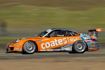 The #222 Coates Hire Nick Percat/Rodney Jane entry claims opening Carrera Cup race 