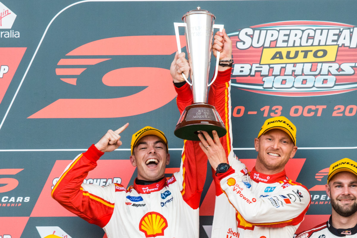 Scott McLaughlin (left of frame) won the Bathurst 1000 with Alexandre Premat in 2019