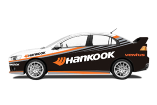 Artwork of the Hankook Mitsubishi Lancer X RS, to be driven by Peter Conroy and Mark Brame and Anthony Robson