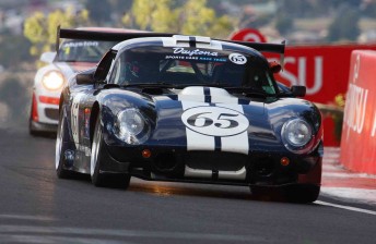 Andrew Miedecke in his Daytona Coupe won his 30-minute Production Sports Car race today (PIC: Mark Walker)