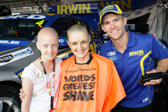 Leukaemia sufferer Maybelle Wood, Skye Mee and IRWIN Racing