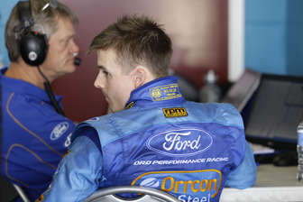 Mark Winterbottom with engineer Campbell Little at the Sandown test 