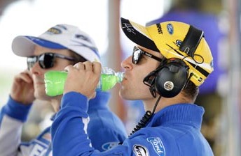 Mark Winterbottom and Will Davison at Queensland Raceway