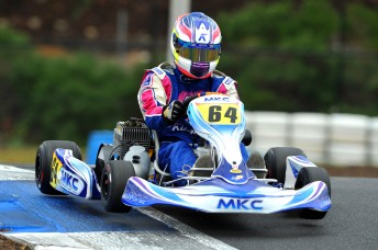 Adam Hughes in action aboard his Kosmic kart at Oakleigh. (Pic: photowagon.com.au)