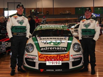 Jim Richards and Barry Oliver with the Porsche that they will tackle Targa Tasmania again in this year
