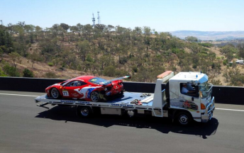 The AF Corse Ferrari being recovered