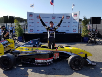 Aaron Telitz has earned a berth in the 2017 Indy Lights field after winning the Pro Mazda title