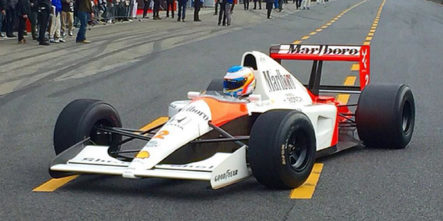 Fernando Alonso behind the wheel of the McLaren MP4-6