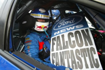 As the sign says Marcos Ambrose racing at Homebush would be "Falcon Fatastic" for Ford fans
