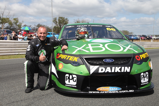 Marcos Ambrose with his new X Box liveried Dick Johnson Racing Ford Falcon  