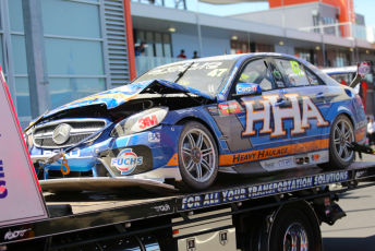 The Slade/Thompson Mercedes is returned to pitlane