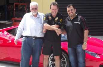 Australian GT owner/competitor Tony Quinn (centre) with Sargents Security directors Peter Harris and Ben Roberts