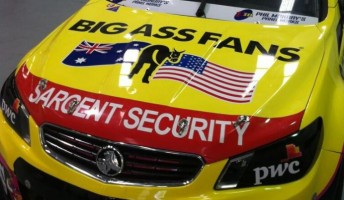 Australian and US flags adorn the bonnet of the #80 LDM Holden
