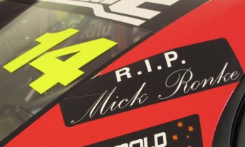 The BJR Holdens are running special stickers paying tribute to Ronke this weekend