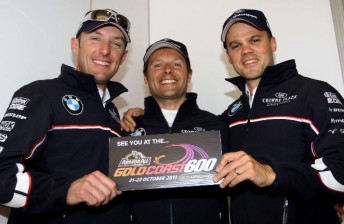 From left: Hand, Priaulx and Muller will turn from team-mates to rivals on the Gold Coast