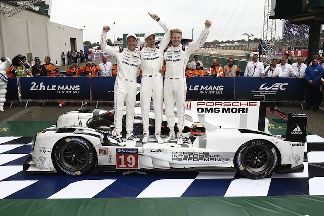 Earl Bamber (centre) has joined a couple of the greats of New Zealand motor racing by winning the Le Mans 24 Hour 