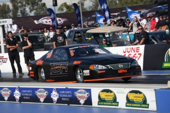 Ben Bray competing in the Factory Xtreme Nissan Altima at Willowbank Raceway   