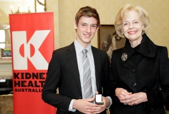 Matthew Brabham with the Governor-General of Australia and Kidney Health Australia's Patron in Chief, Ms. Quentin Bryce AC 