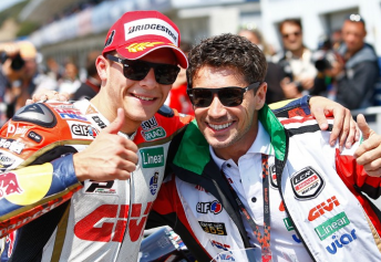 Stefan Bradl and team owner Lucio Cecchinello