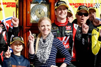 Happier times Kurt Busch celebrates his Martinsville win earlier this year with Patricia Driscoll