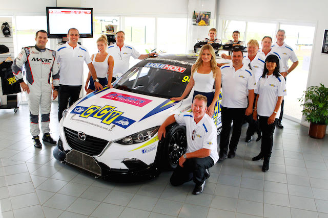 The CCV-backed Mazda crew at the official unveiling at the Performance Driving Centre at Norwell