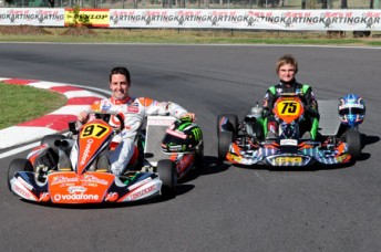 Jamie Whincup and Tim Slade about to take to the Ipswich circuit. Pic: photowagon.com.au