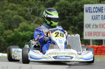 Cian Fothergill aboard his Tracksa-backed Kosmic kart. Pic: photowagon.com.au