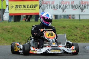 Treseder in action during the opening round of the 2010 CIK Stars of Karting Series in Newcastle. Pic: photowagon.com.au