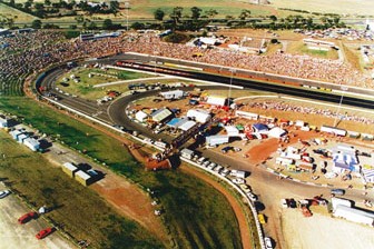 An aerial view of Calder Park Raceway at the height of its drag racing days