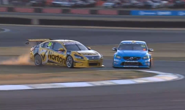 McLaughlin spins after the hit from Caruso. pic: network seven