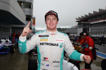 Nick Cassidy celebrates Japanese F3 victory at Fuji