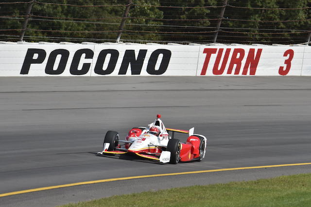 Helio Castroneves has trumped the field to take pole for the ABC Supply 500 at Pocono