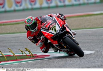 Chaz Davies on his way to a double at Imola