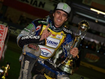 Chris Holder with his 2012 World Speedway Championship trophy