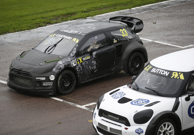 Button and Coulthard flung World Rallycross Supercars around the Lydden Hill layout for a BBC F1 documentary to be aired later in the year