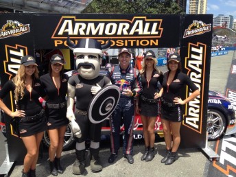 Craig Lowndes accepts the Armor All Pole Award