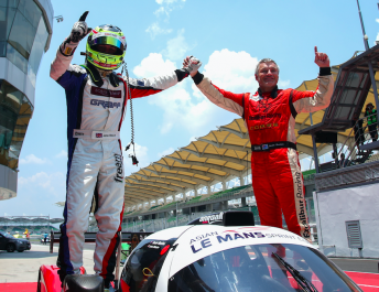 James Winslow and Neale Muston celebrate victory in Asian Le Mans Series Sprint Cup 