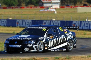 Todd Kelly testing his new Holden Commodore at Winton on Monday in the DFS - Jack Lives Here livery it will run in the Middle East double header