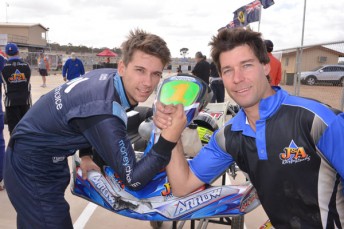 David Sera (left) and Matthew Wall are all set for battle at the Karting Nationals. (Pic: AF Images/Budd)